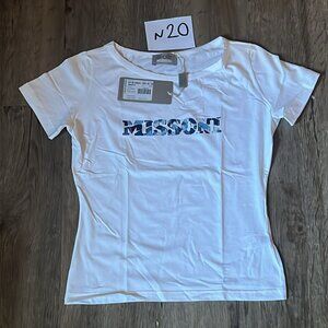 Missoni White Tee with Blue Logo